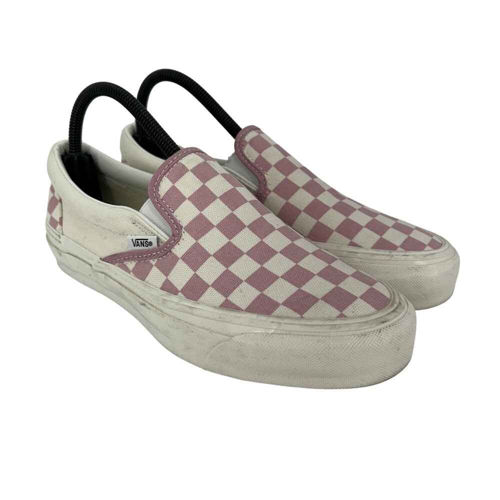 Vans Classic Slip-On Shoes Womens Size 8 Pink 98 LX Checkerboard Canvas Skate